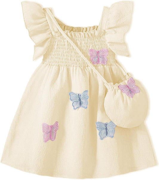 Toddle Baby Girl Dress Ruffle Summer Sleeveless Dresses 3D Floral Sundress 2Pcs Photoshoot Outfit