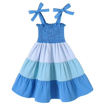YOUNGER TREE Toddler Baby Girls Rainbow Dress Princess Sleeveless Halter Beach Tutu Sundress