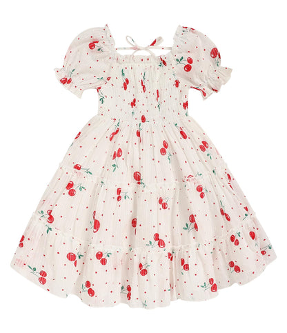 Toddler Girl Dress Short Sleeve Kids Floral Smocked Square Neck Beach Sundress | Summer Fashion Dresses 2-7Y