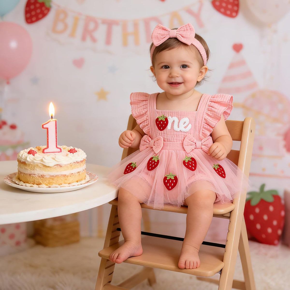 Baby Girl 1st Birthday Tulle Romper Dress Ruffle Bodysuit