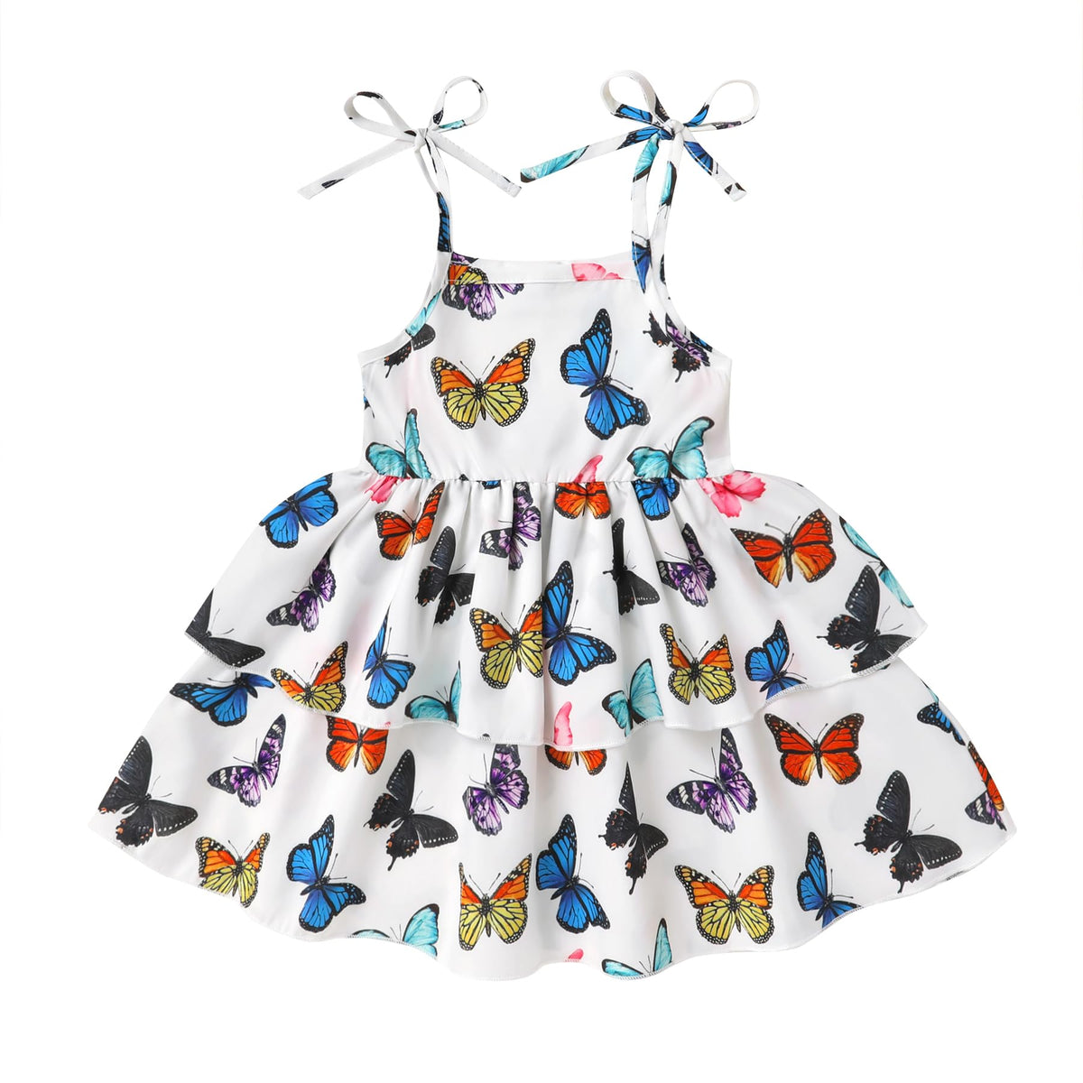 Happy Town Infant Baby Girl Dress Sleeveless Tiered Floral Strap Dresses Toddler Summer Sundress Clothes