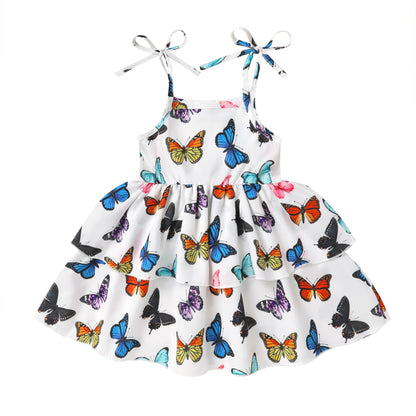 Happy Town Infant Baby Girl Dress Sleeveless Tiered Floral Strap Dresses Toddler Summer Sundress Clothes