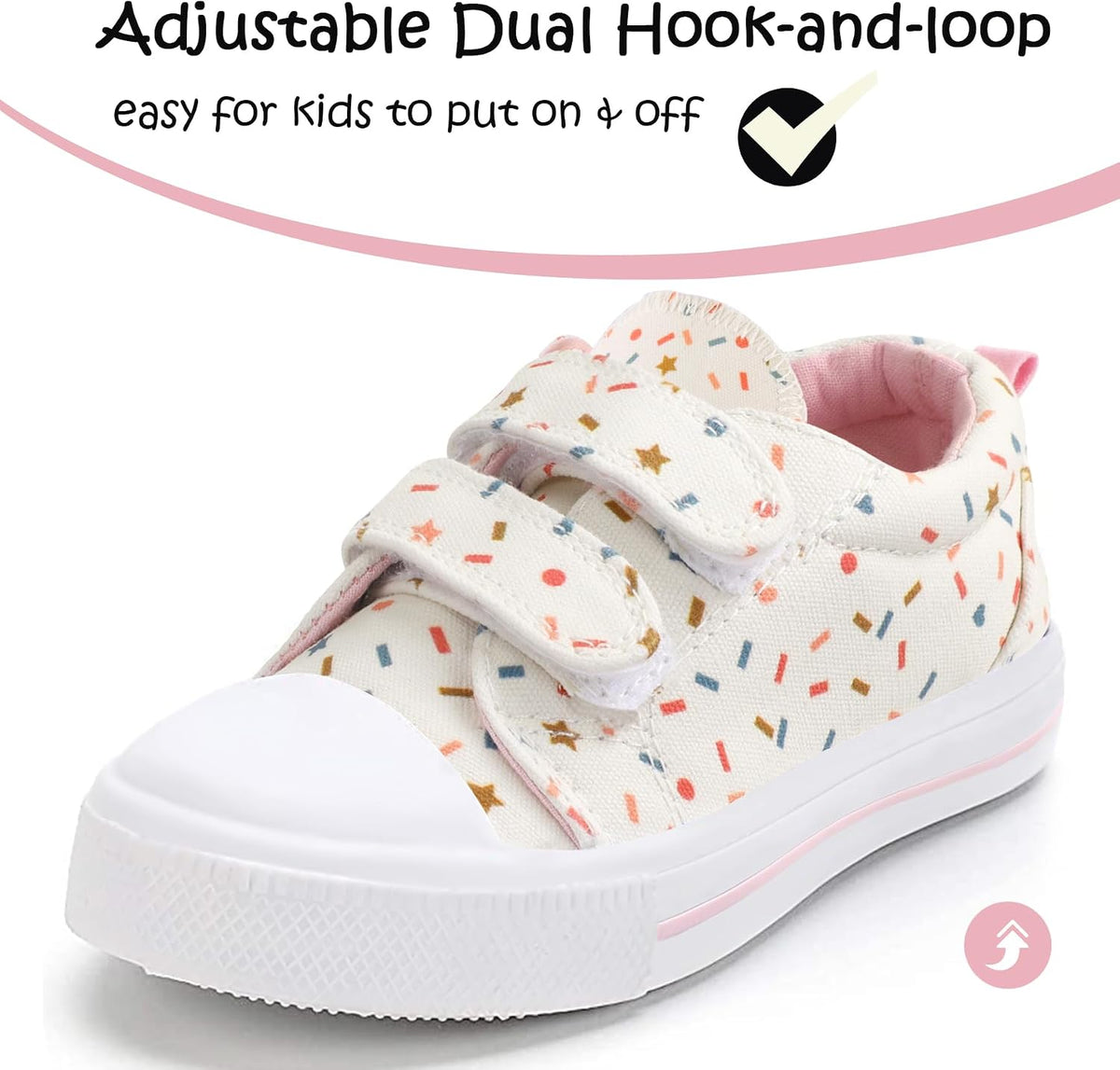 K KomForme Toddler Sneakers Girls Shoes with Dual Hook and Loops