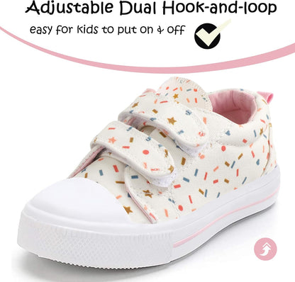 K KomForme Toddler Sneakers Girls Shoes with Dual Hook and Loops