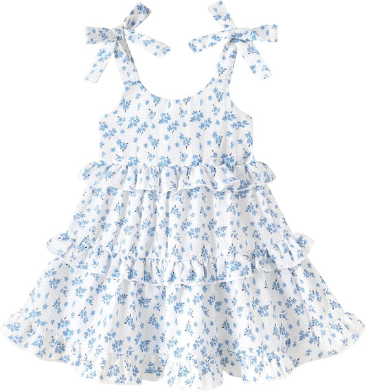 HAPPYMA Toddler Dress Baby Girl Sleeveless Ruffle Summer Clothes