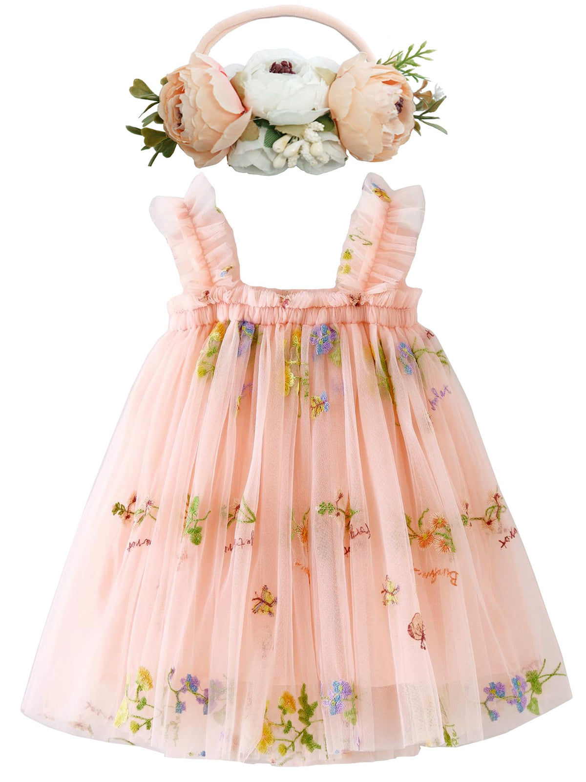 BGFKS Layered Tulle Tutu Dress for Toddler Girls,Baby Girl Rainbow Tutu Princess Skirt Set with Flower Headband.