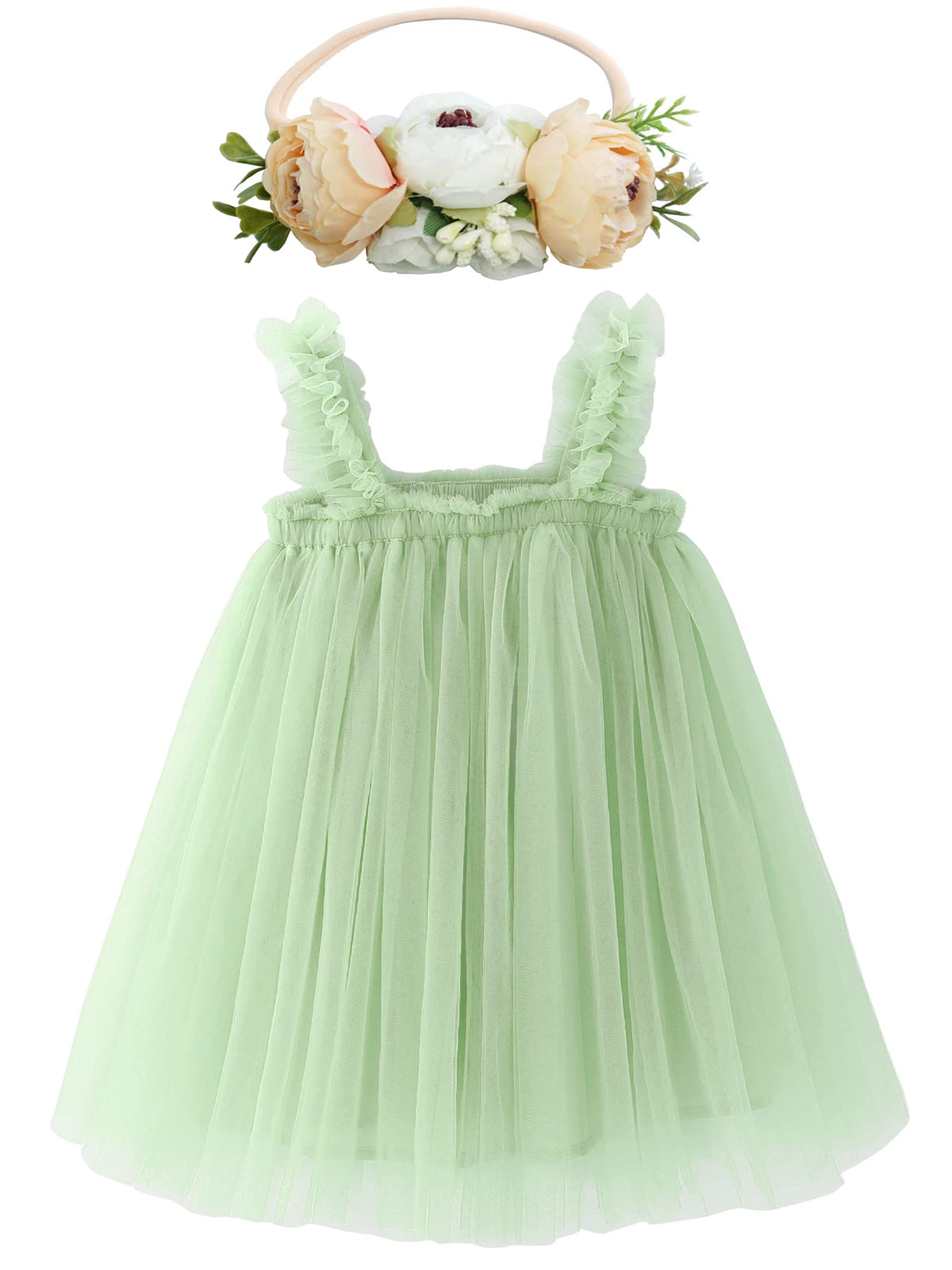 BGFKS Layered Tulle Tutu Dress for Toddler Girls,Baby Girl Rainbow Tutu Princess Skirt Set with Flower Headband.