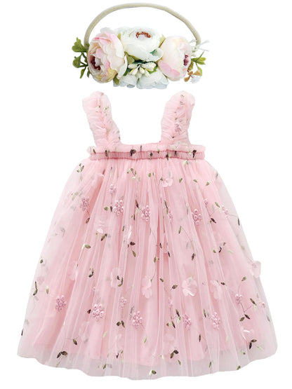 BGFKS Layered Tulle Tutu Dress for Toddler Girls,Baby Girl Rainbow Tutu Princess Skirt Set with Flower Headband.