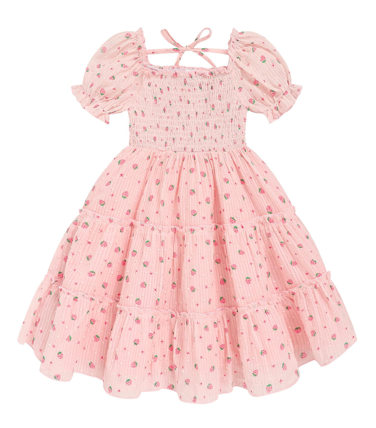 Toddler Girl Dress Short Sleeve Kids Floral Smocked Square Neck Beach Sundress | Summer Fashion Dresses 2-7Y