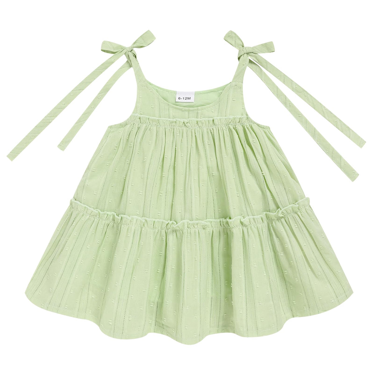 Toddler Baby Girl Summer Dress - Sleeveless Dot Tiered Sundress with Adjustable Tie-Shoulders for Beach, Party, Photos