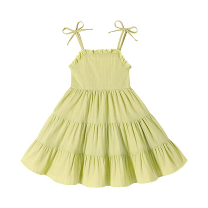 JEELLIGULAR Toddler Girl Summer Dress Tie Strap Sleeveless Sundress White/Floral/Denim Beach Dresses for Baby Girls 12M-6Y