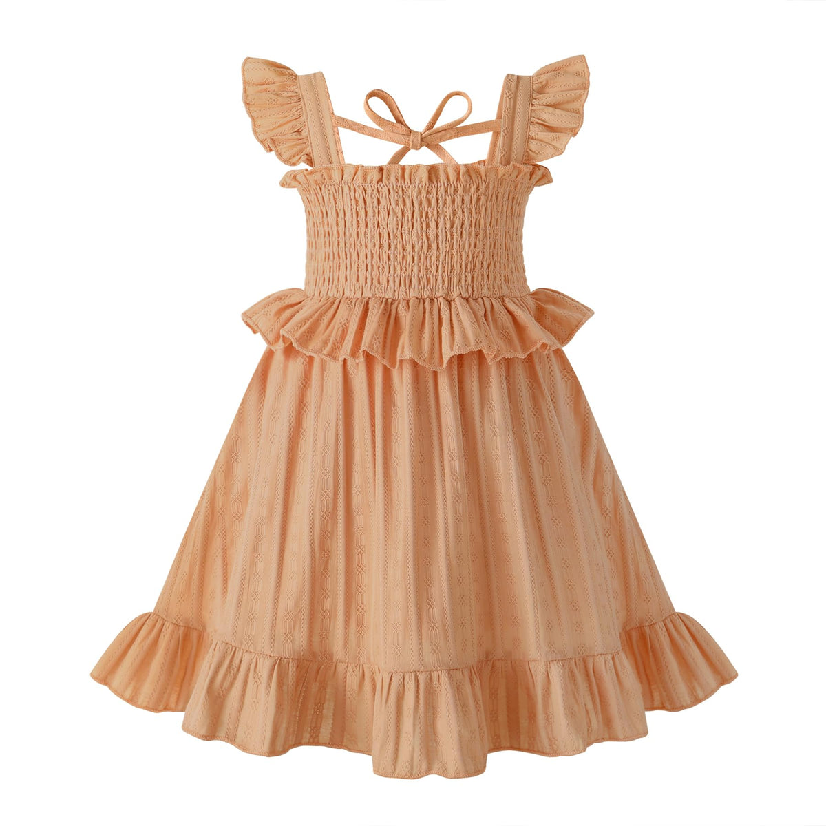 YOUNGER TREE Toddler Dress Baby Girls Cotton Ruffle Sleeveless Summer Dresses Kids Boho Beach Casual Sundress