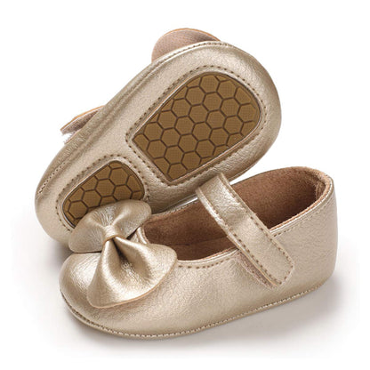E-FAK Baby Girls Shoes Mary Jane Flats Shoes Anti-Slip Soft Rubber Sole Toddler First Walkers Princess Dress Shoes