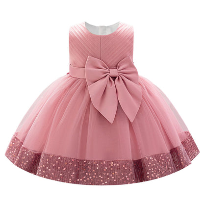 IBAKOM Baby Sleeveless 1st 2nd 3rd Birthday Cake Smash Outfits Toddler Girl Formal Wedding Tea Party Pageant Christmas Dress