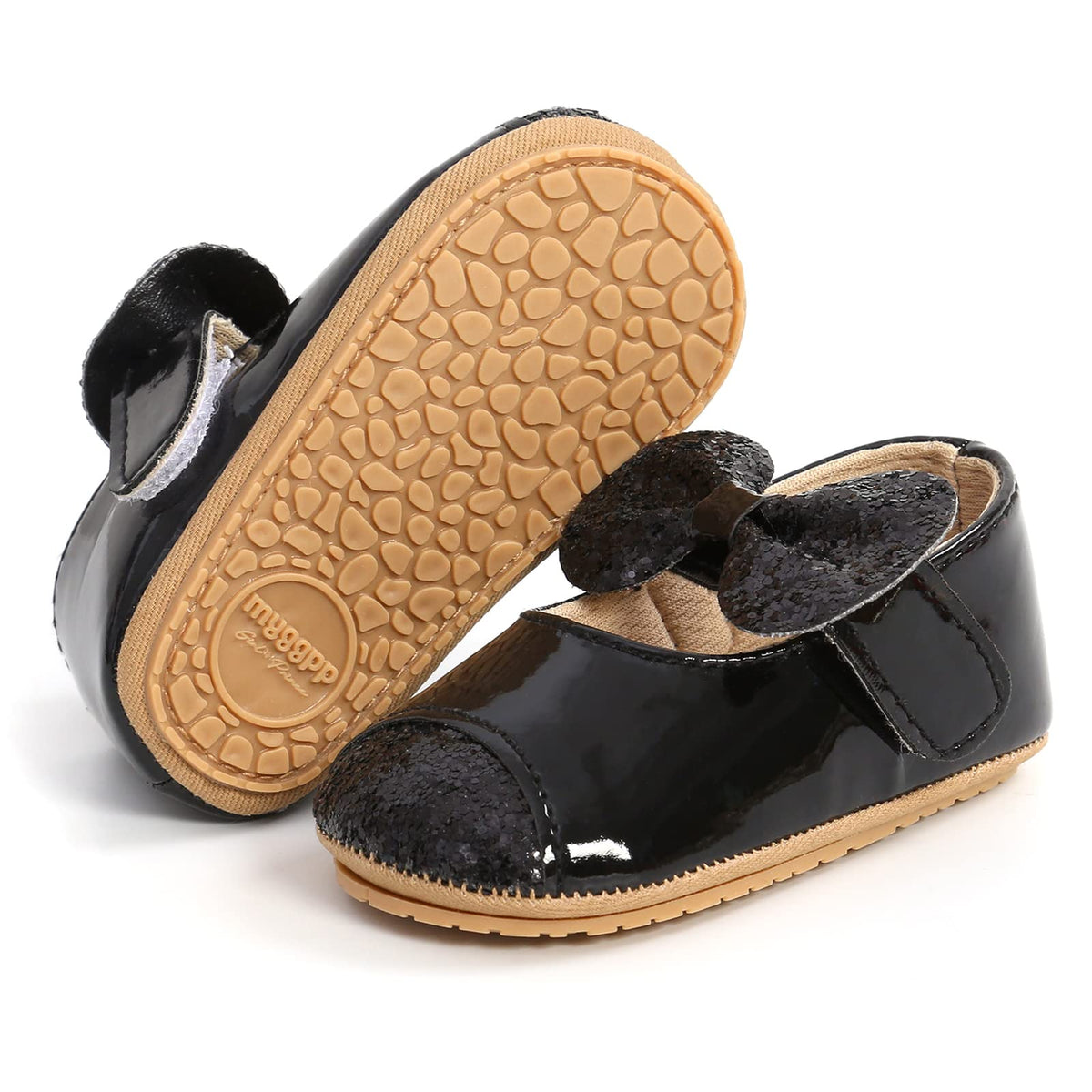 Baby Girls Mary Jane Flats Shoes with Non-Slip Soft Sole Toddler First Walkers Newborn Princess Dress Shoes