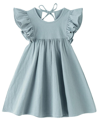 Girls Summer Dress Toddler Ruffle Sleeve Dresses