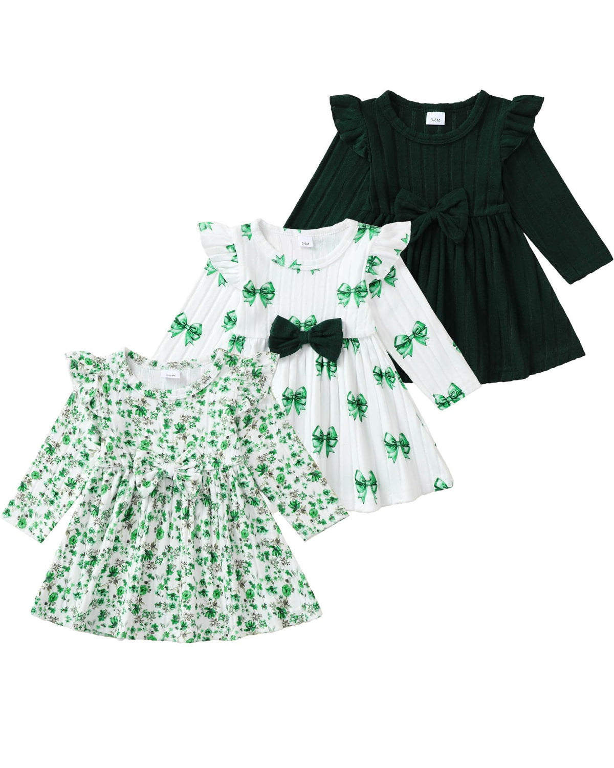 Toddler Baby Girl Dress Clothes 3 Pack Bow Fly Sleeve Summer Dress