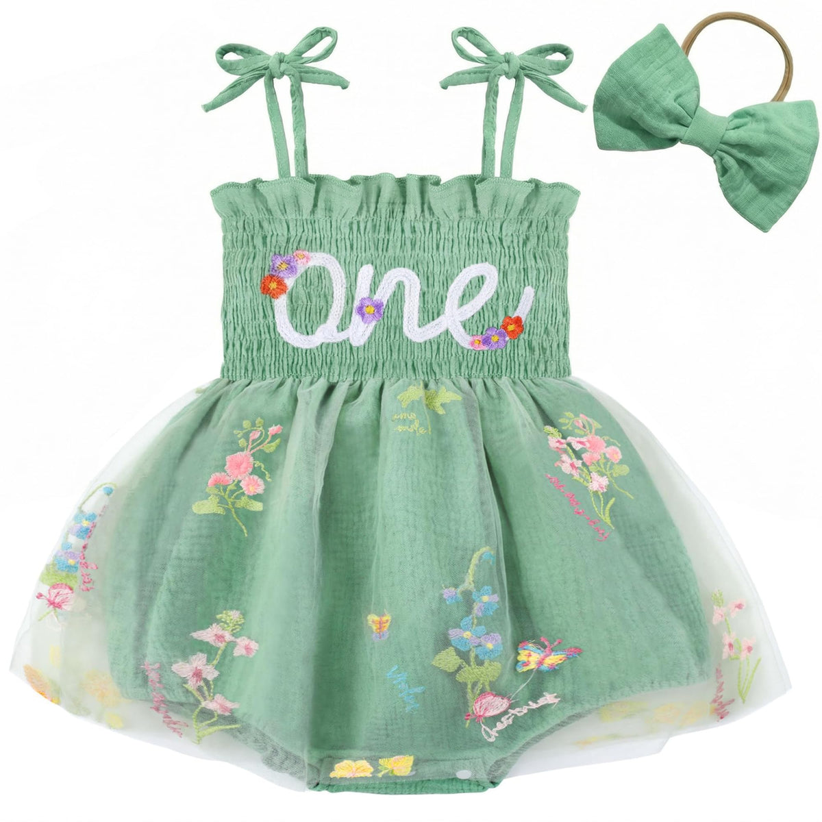 HONGTEYA Baby Girl 1st Birthday Outfit First Romper Tulle Dress Gifts