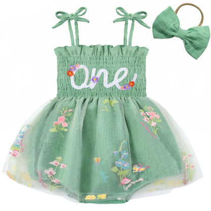 HONGTEYA Baby Girl 1st Birthday Outfit First Romper Tulle Dress Gifts