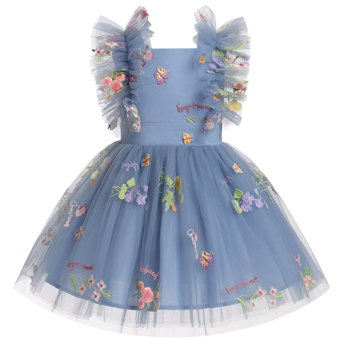 Girls Birthday Party Dress Ruffle Sleeve Sequin Dots Floral Tulle Princess Wedding Pageant Formal Bance Gown