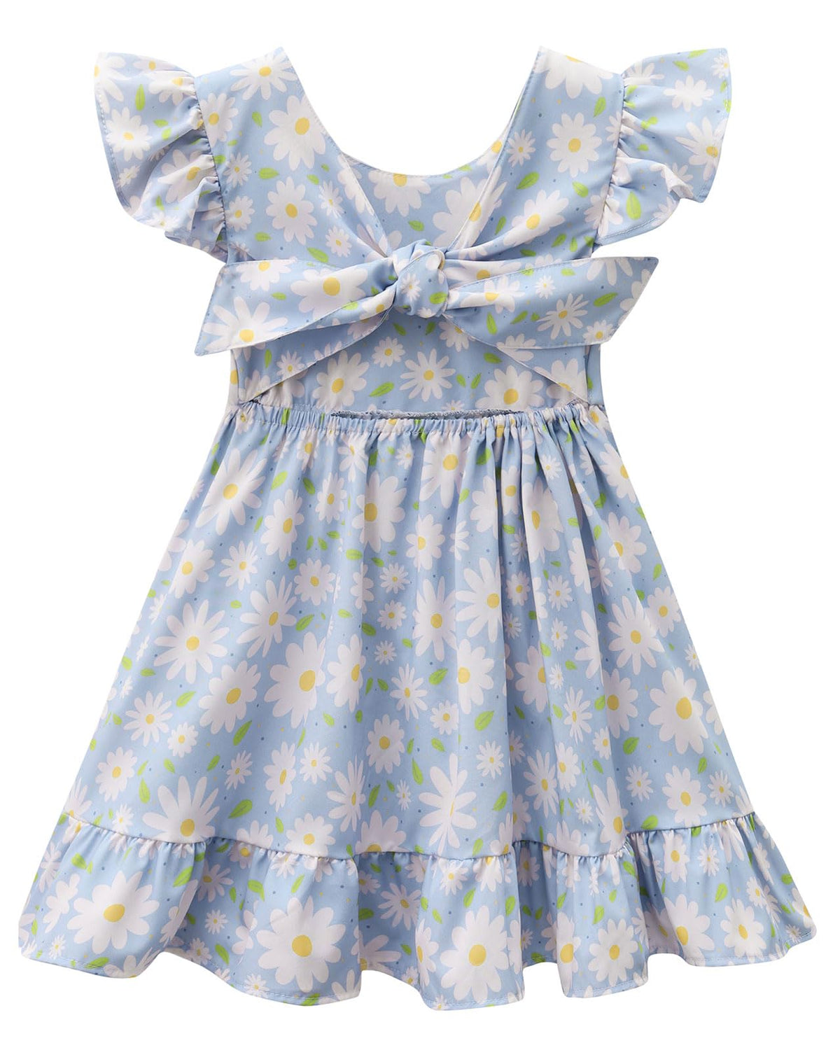 Toddler Girls Swing Backless Ruffle Hem Dress