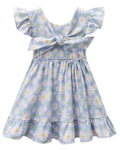 Toddler Girls Swing Backless Ruffle Hem Dress