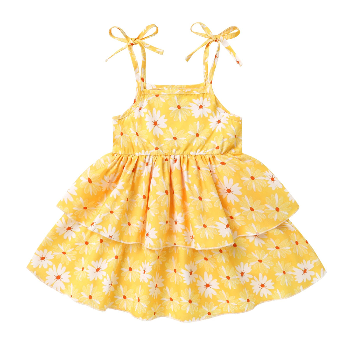 Happy Town Infant Baby Girl Dress Sleeveless Tiered Floral Strap Dresses Toddler Summer Sundress Clothes