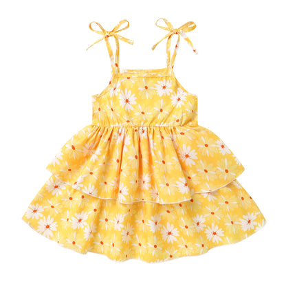 Happy Town Infant Baby Girl Dress Sleeveless Tiered Floral Strap Dresses Toddler Summer Sundress Clothes