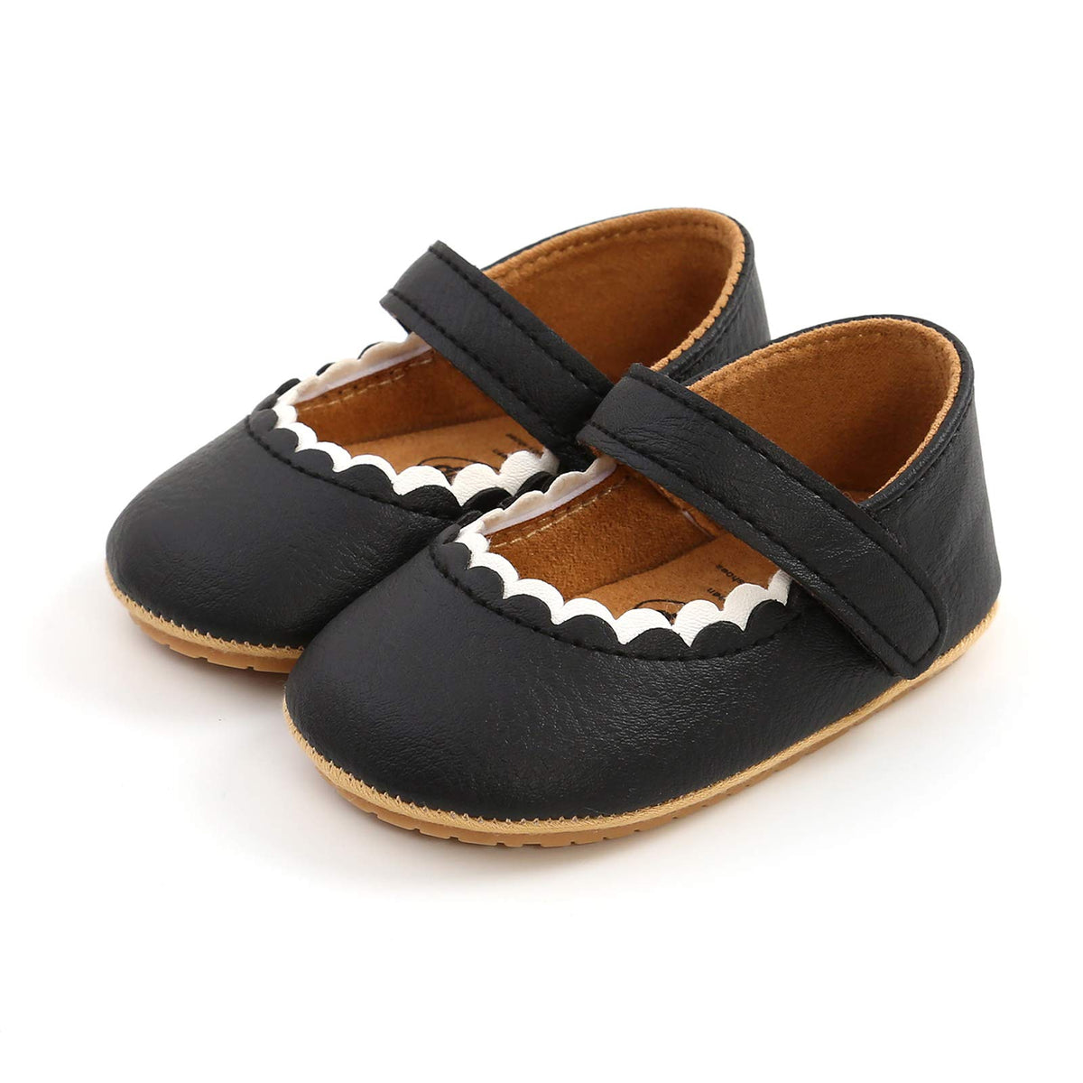 Baby Girls Mary Jane Flats Shoes with Non-Slip Soft Sole Toddler First Walkers Newborn Princess Dress Shoes