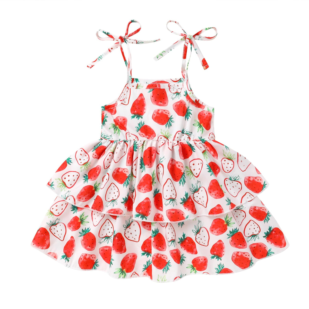 Happy Town Infant Baby Girl Dress Sleeveless Tiered Floral Strap Dresses Toddler Summer Sundress Clothes