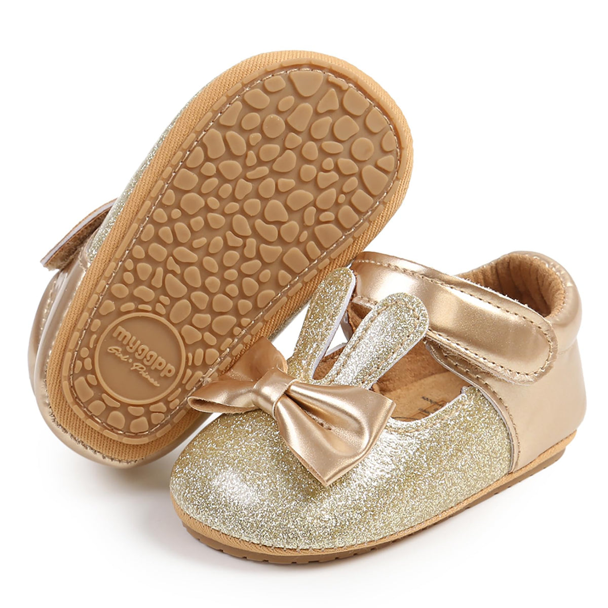 Baby Girls Mary Jane Flats Shoes with Non-Slip Soft Sole Toddler First Walkers Newborn Princess Dress Shoes