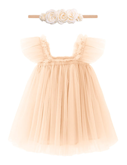 Baby Girl First Birthday Outfit Cake Smash 1st Birthday Dress with Flower Headband