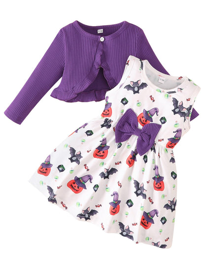 Rosibel Toddler Baby Girls Dress and Cotton Cardigan Set for 6M-3T