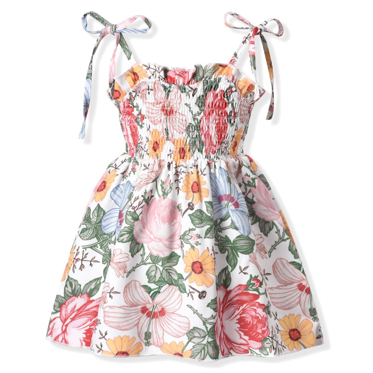 Aalizzwell Infant Baby Girls Spaghetti Strap Smocking Dress