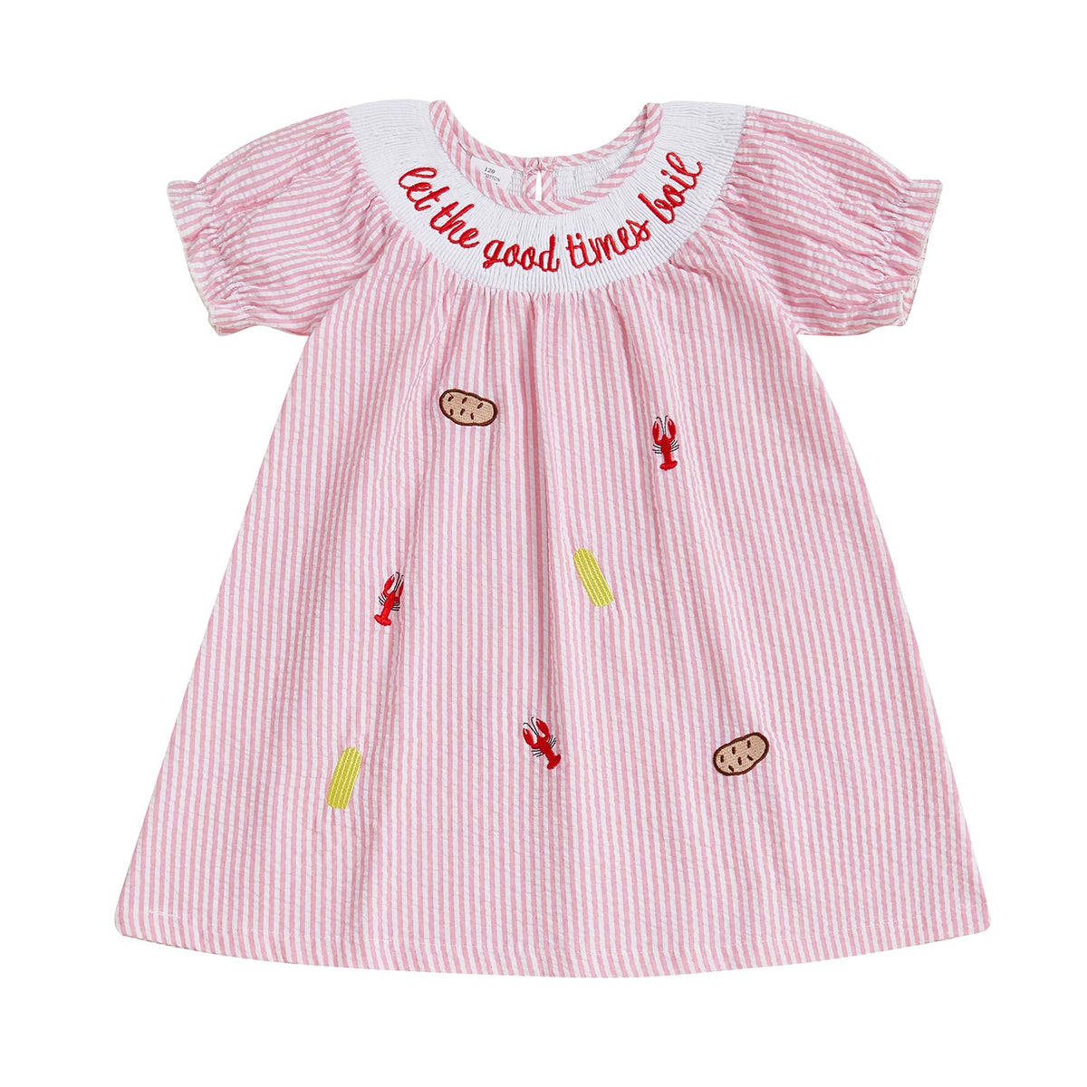 Toddler Little Baby Girl 4th of July Dress Puff Short Sleeve Stripes Smocked Dresses Kids Fourth of July Outfit