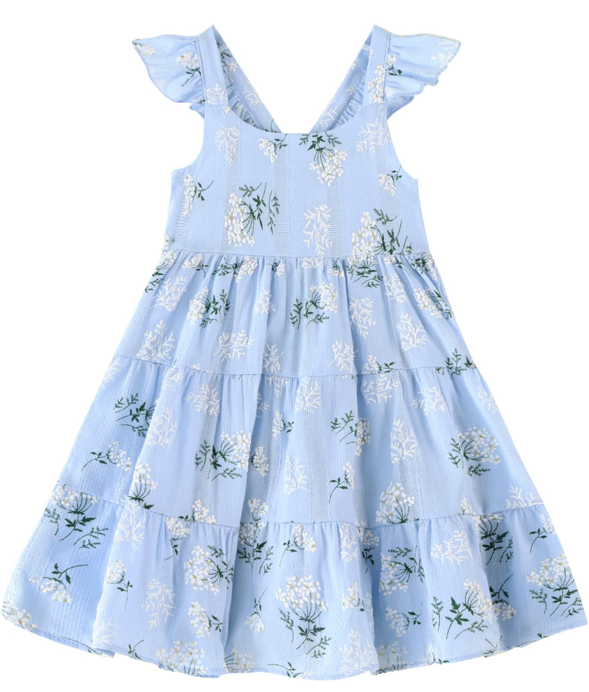 Toddler Dress Baby Girls Cotton Linen Ruffle Sleeve Tiered Swing Casual Summer Boho Dresses