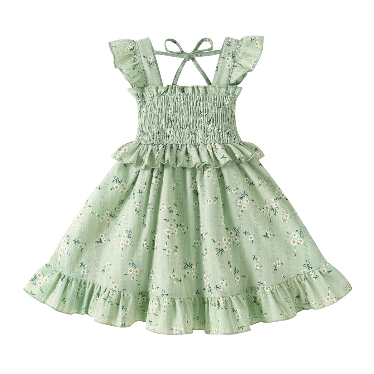 YOUNGER TREE Toddler Dress Baby Girls Cotton Ruffle Sleeveless Summer Dresses Kids Boho Beach Casual Sundress