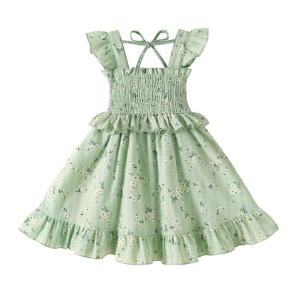 YOUNGER TREE Toddler Dress Baby Girls Cotton Ruffle Sleeveless Summer Dresses Kids Boho Beach Casual Sundress