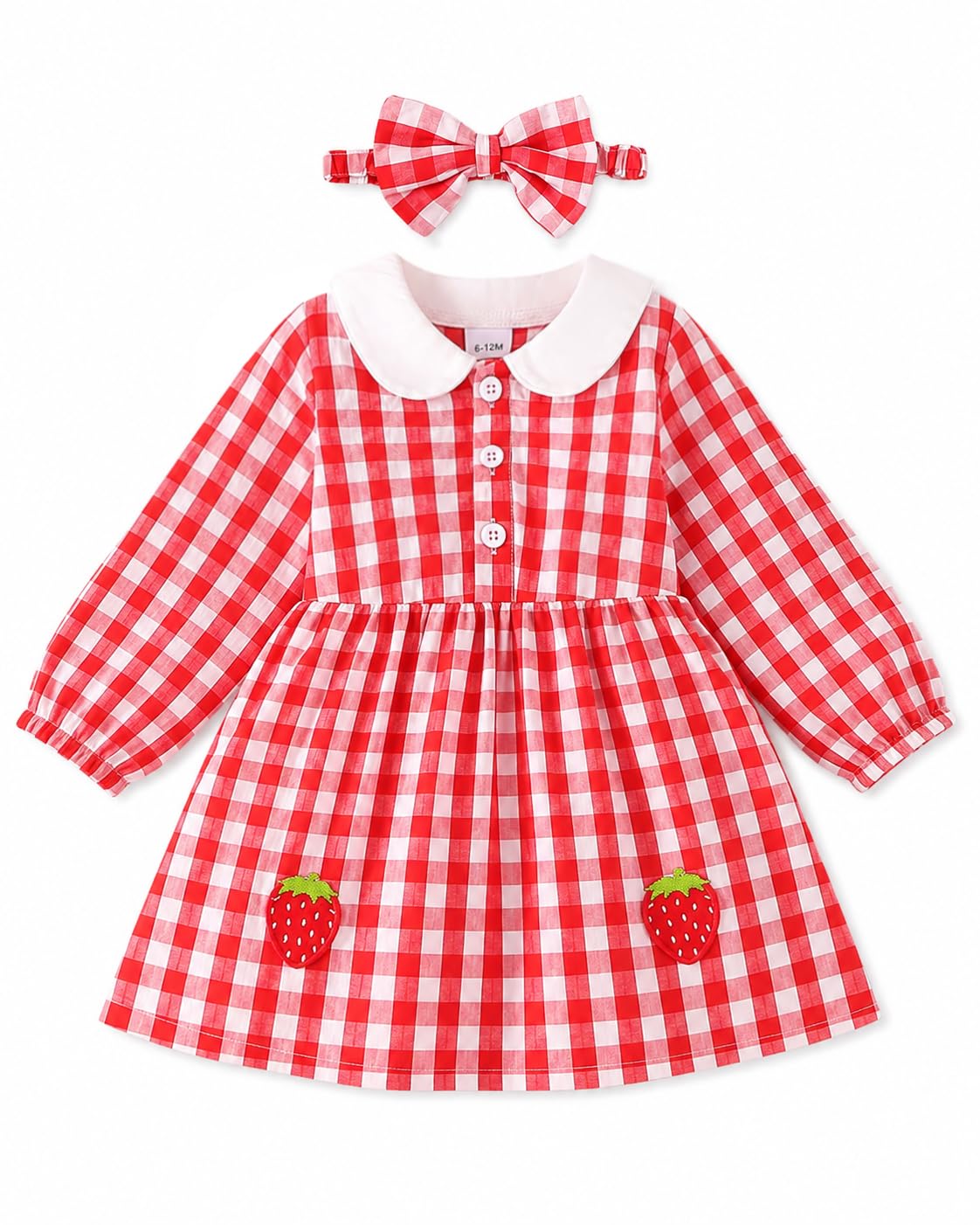 Renotemy Baby Girl Dress Fall Button Peter Pan Collar Floral Dresses 3M-3T