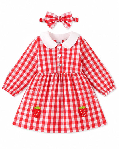 Renotemy Baby Girl Dress Fall Button Peter Pan Collar Floral Dresses 3M-3T