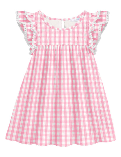 Arshiner Girls Summer Dress Toddler Ruffle Sleeve Dresses Kids Swing Casual Beach Boho Sundress with Pockets for 1-7t