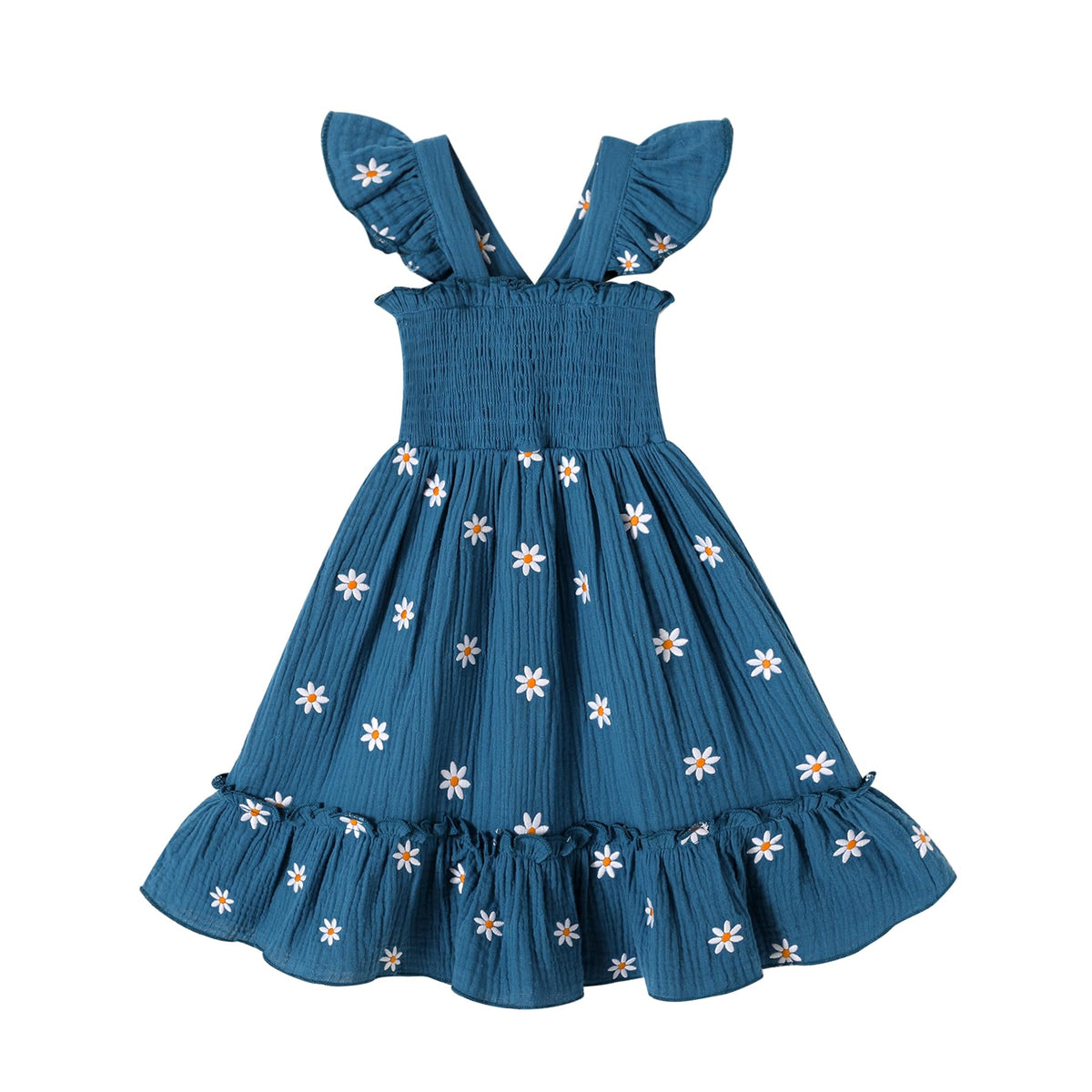 Toddler Baby Girls Dress Floral Embroidered Boho Sleeveless Beach Butterfly Sundress