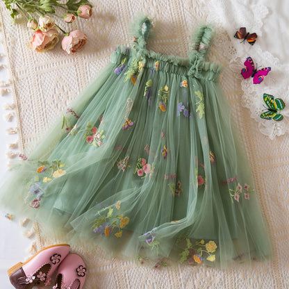 Nileafes Toddler Summer Dress Baby Girl Strap Floral A Line Dress Sleeveless Beach Butterfly Sundress for Toddler Girl