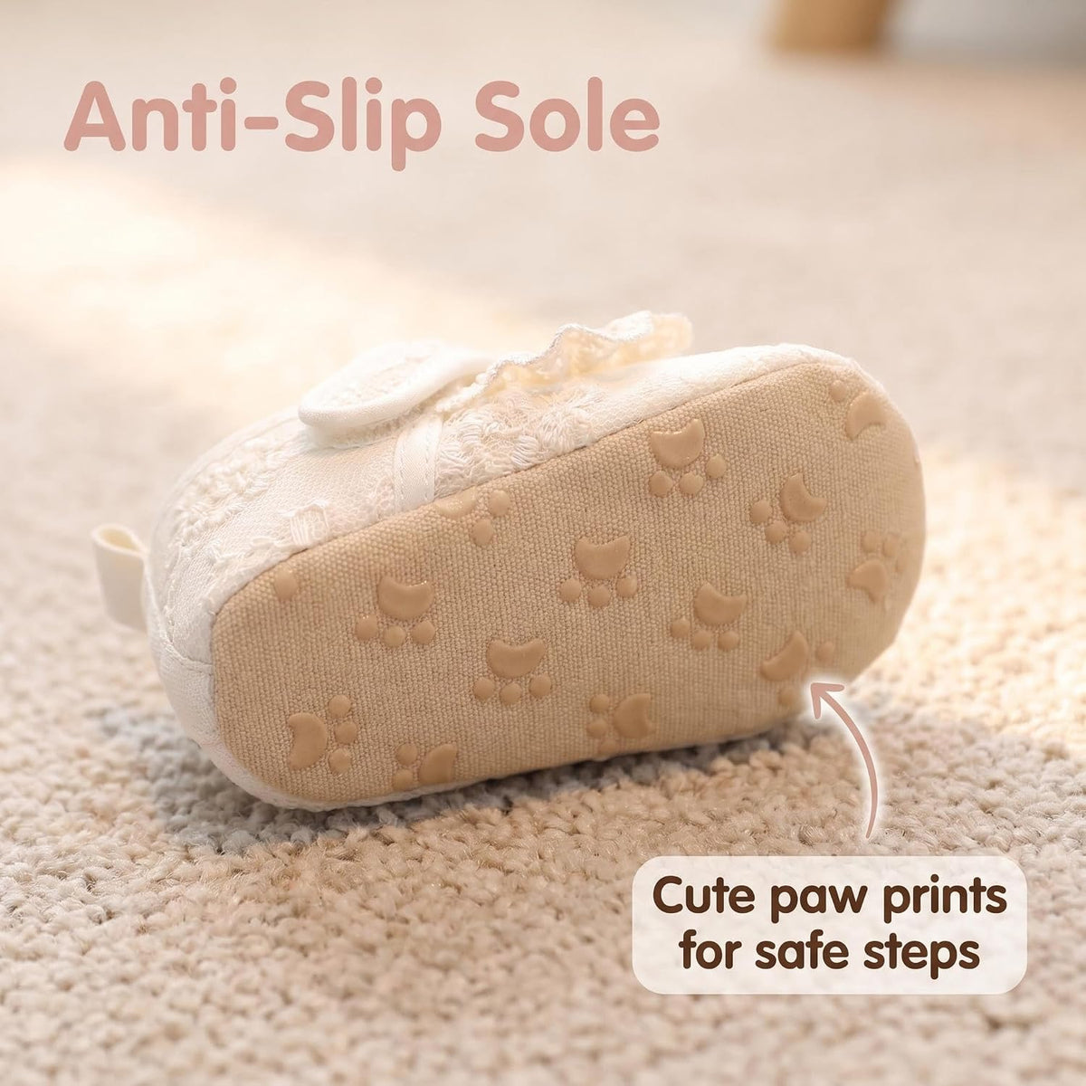 Baby Girl White Dress Shoes Newborn Mary Jane Flats with Bowknot Princess Lace Soft Sole Infant Toddler Walking Crib Shoes