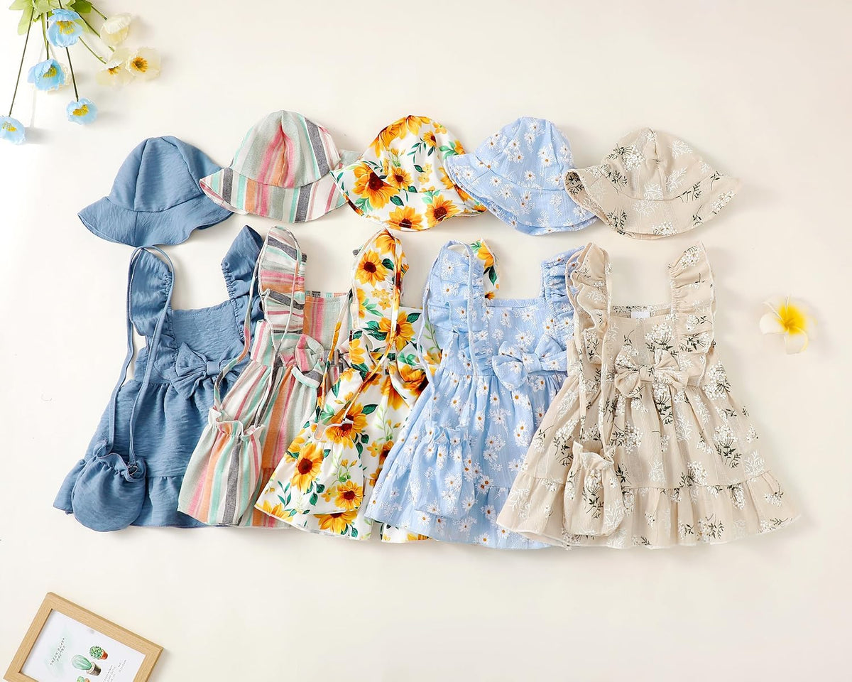 Renotemy Baby Girl Dress Summer Boho Vintage Toddler Baby Girl Clothes 0-3T