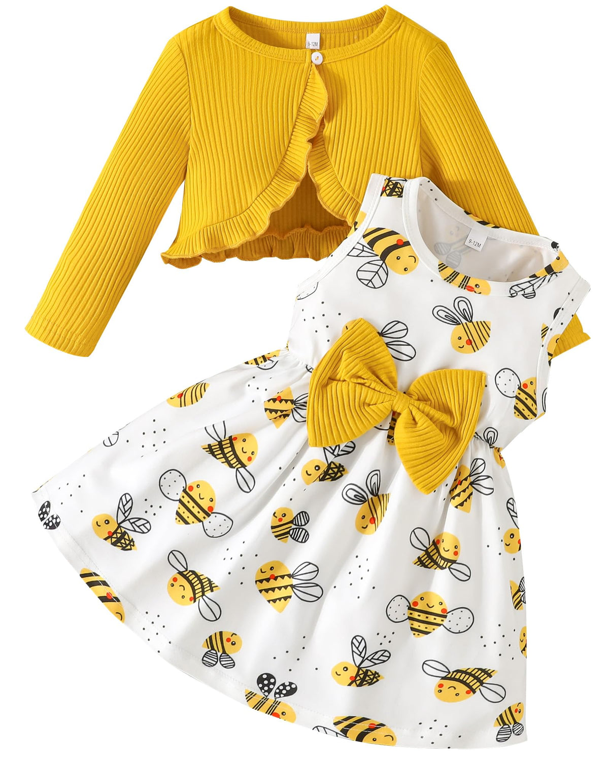 Rosibel Toddler Baby Girls Dress and Cotton Cardigan Set for 6M-3T