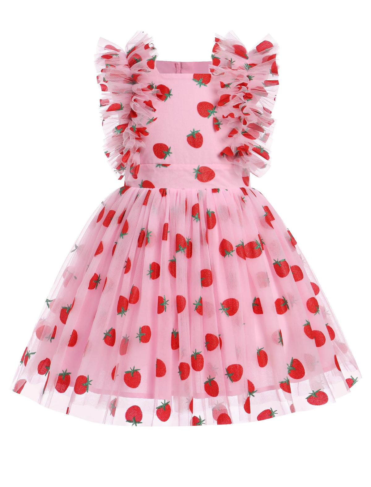 Girls Birthday Party Dress Ruffle Sleeve Sequin Dots Floral Tulle Princess Wedding Pageant Formal Bance Gown