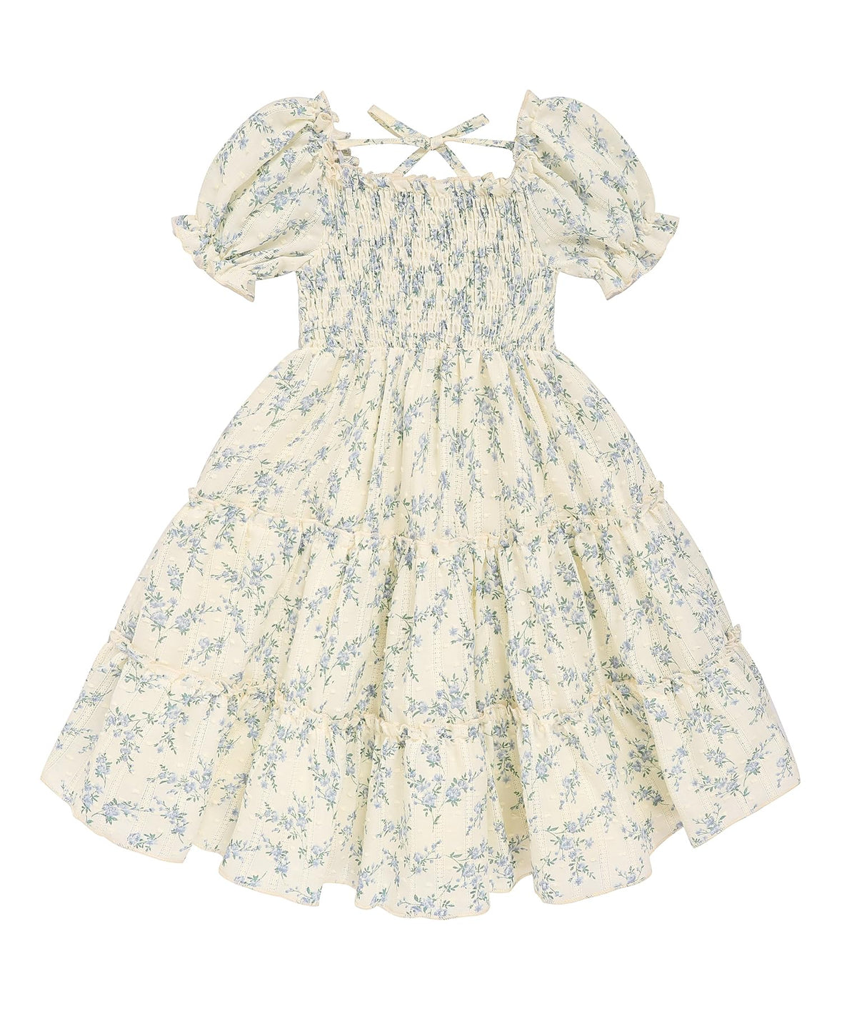 Toddler Girl Dress Short Sleeve Kids Floral Smocked Square Neck Beach Sundress | Summer Fashion Dresses 2-7Y