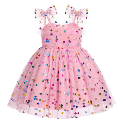 IBTOM CASTLE Toddler Baby Girl Birthday Dress Floral Sequin Tulle Tutu Dresses for Pageant Party Cake Smash Photoshoot