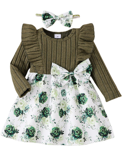 Baby Long Sleeve Fall Dress Baby Girl Clothes Ruffle Toddler Casual Dress Infant Cute Clothes Winter Outfits